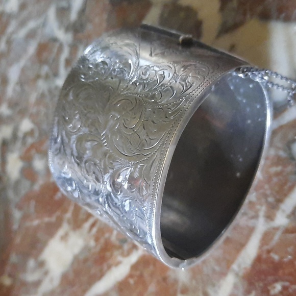 Antique Sterling Silver Cuff Bracelet - Picture 4 of 7